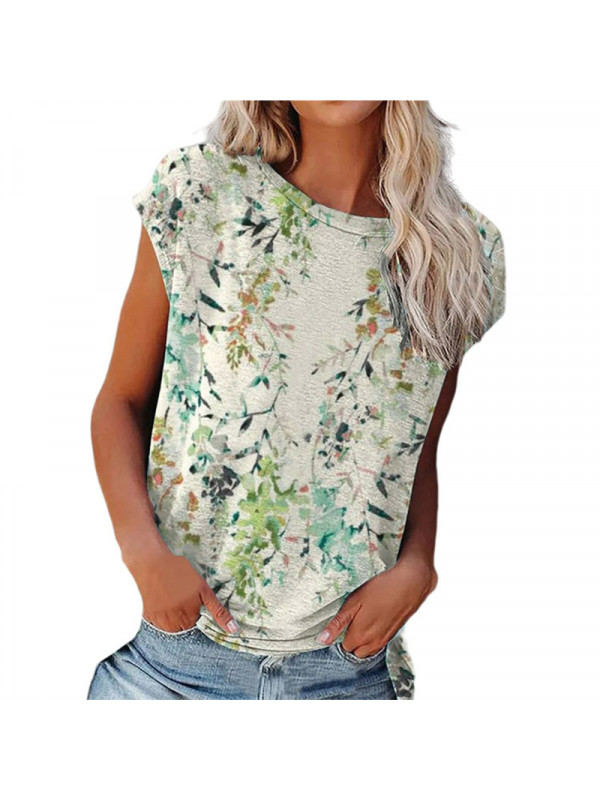 Womens Floral Print Baggy Tops Ladies Summer Casual Short Sleeve T-shirt Blouse 