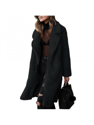  Women Teddy Bear Knee Coat Ladies Vintage Faux Fur Jacket Outwear Overcoat 16