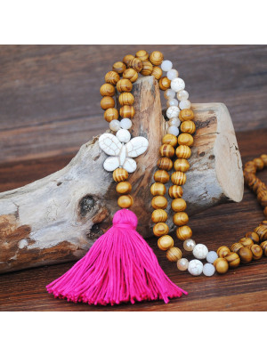 Women Retro Wooden Beads Boho Long Chain Necklace Sweater Tassel Pendant Jewelry