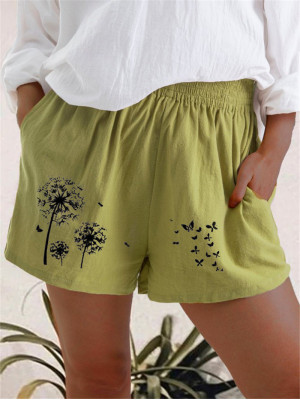 Ladies Summer Print Elastic Waist Shorts Womens Casual Beach Hot Pants Plus Size