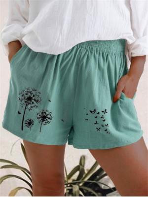 Ladies Summer Print Elastic Waist Shorts Womens Casual Beach Hot Pants Plus Size