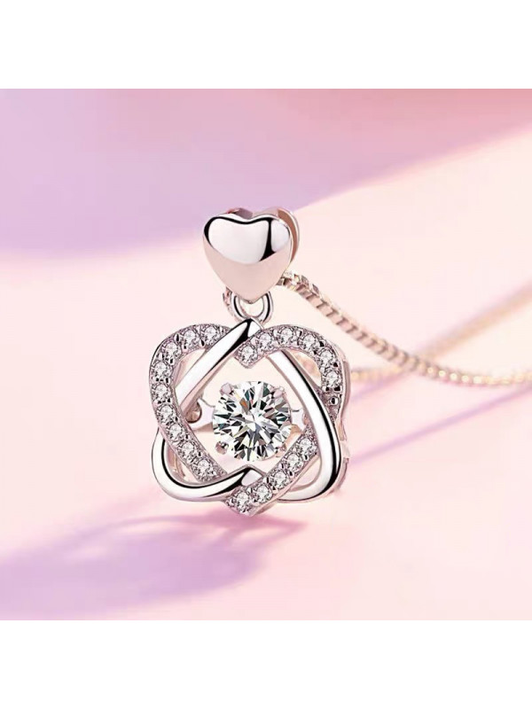 Rose Gold Heart Pendant 925 Sterling Silver Chain Necklace Womens Jewellery Gift
