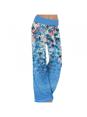 Plus Size Womens Floral Print Palazzo Trousers Ladies Summer Yoga Wide Leg Pants