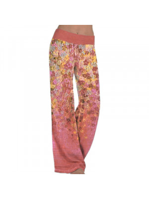 Plus Size Womens Floral Print Palazzo Trousers Ladies Summer Yoga Wide Leg Pants