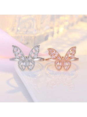 Women's Jewelry Butterfly Adjustable Gold-Plated Inlaid Artificial Diamond Ring