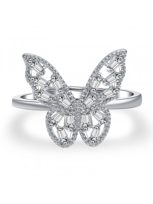 Women's Jewelry Butterfly Adjustable Gold-Plated Inlaid Artificial Diamond Ring