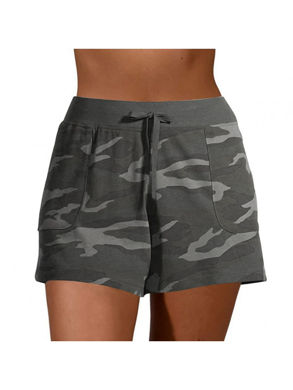 Summer Womens Camouflage Elastic Waist Shorts Ladies Pocket Casual Holiday Pants