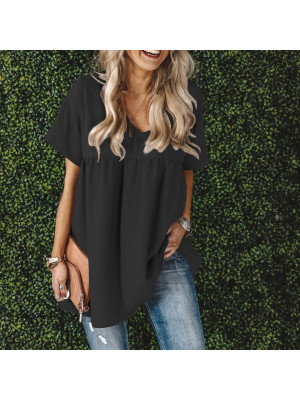 Womens Short Sleeve V Neck Blouse T Shirt Ladies Casual Loose Tops Tee Plus Size