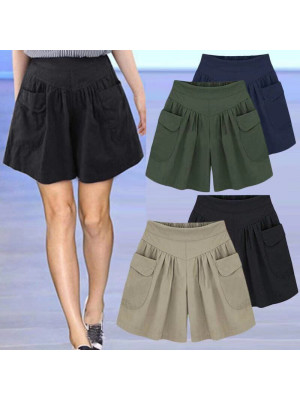 2021 Plus Size Womens High Waist Wide Leg Baggy Casual Shorts Ladies Hot Pants