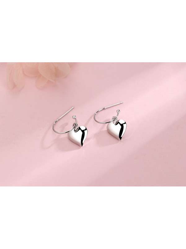 Beautiful Heart Hoop Drop Earrings 925 Sterling Silver Women Girls Jewellery UK