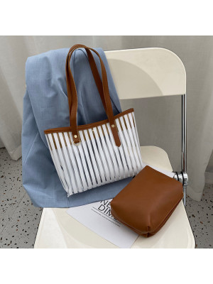 2 Pcs Womens Casual Shopper Handbag Ladies Shoulder Tote Purses Satchel Bags Set