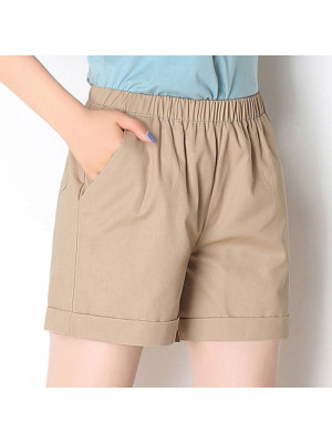 Womens Summer Elastic Waist Plain Shorts Ladies Loose Pockets Short Hot Pants UK