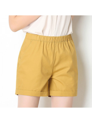 Womens Summer Elastic Waist Plain Shorts Ladies Loose Pockets Short Hot Pants UK