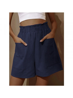 Womens Summer Elastic Waist Plain Shorts Ladies Casual Pockets Short Hot Pants
