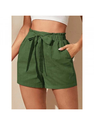 Womens Summer Elastic Waist Plain Shorts Ladies Beach Pockets Short Hot Pants UK