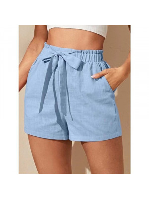 Womens Summer Elastic Waist Plain Shorts Ladies Beach Pockets Short Hot Pants UK
