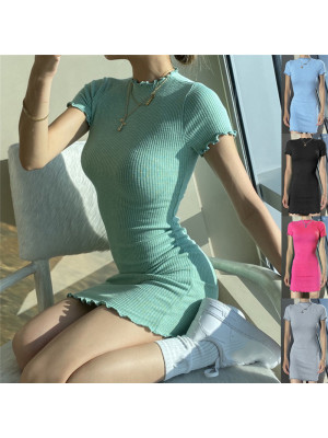 Womens Slim Party Bodycon Mini Dress Ladies Stretch Jumper Tops Dresses Shirt 