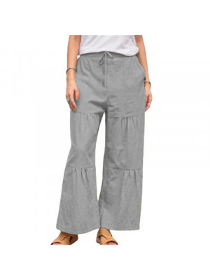 Ladies Women Loose Trousers Summer Pant Elasticated Waist Pants Baggy Bottoms UK