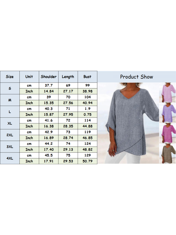 Plus Size Women Tops Baggy Cotton Linen T-shirt Ladies Casual Loose Tunic Blouse