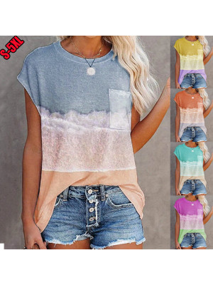 Womens Short Sleeve Tops Ladies Loose T-shirt Blouse Pockets Summer Plus Size