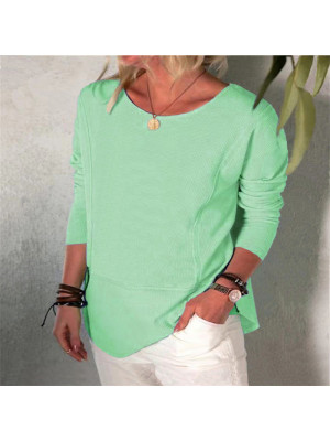 Womens Long Sleeve Blouse Plus Size T Shirt Ladies Plain Tops Tee Casual Baggy