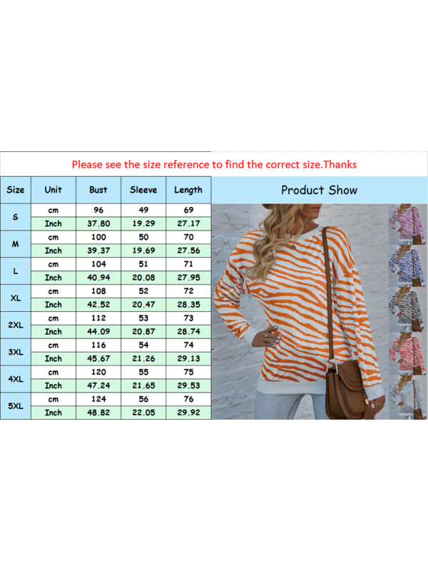 Women Long Sleeve Shirt Loose Stripe Pullover Ladies Baggy Blouse Tops Size 6-20