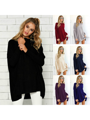 Womens Long Sleeve Baggy Casual Blouse Round Neck Tunic T-Shirt Tops Pullover