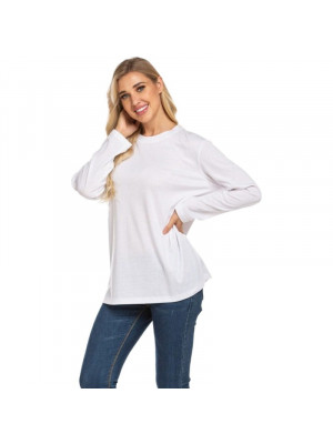 UK Womens Plain T-Shirt Ladies Long Sleeve Scoop Neck Jumper Casual Tops Blouse