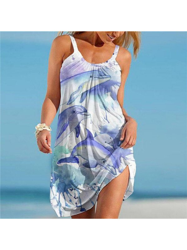 Womens Summer Beach Floral Sundress Ladies Strappy Casual Vest Loose Cami Dress