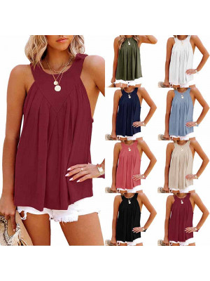 Ladies Solid Casual Baggy Tank Tops Women Sexy Boho V Neck Vest Pullover Cami