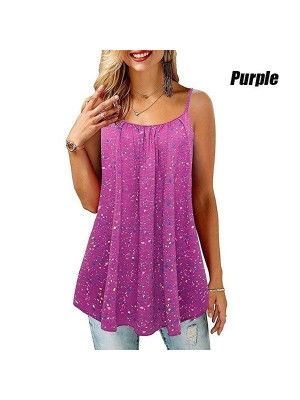Plus Size Womens Strappy Swing Tops Vest Cami Summer Loose Fit Blouse T-Shirt